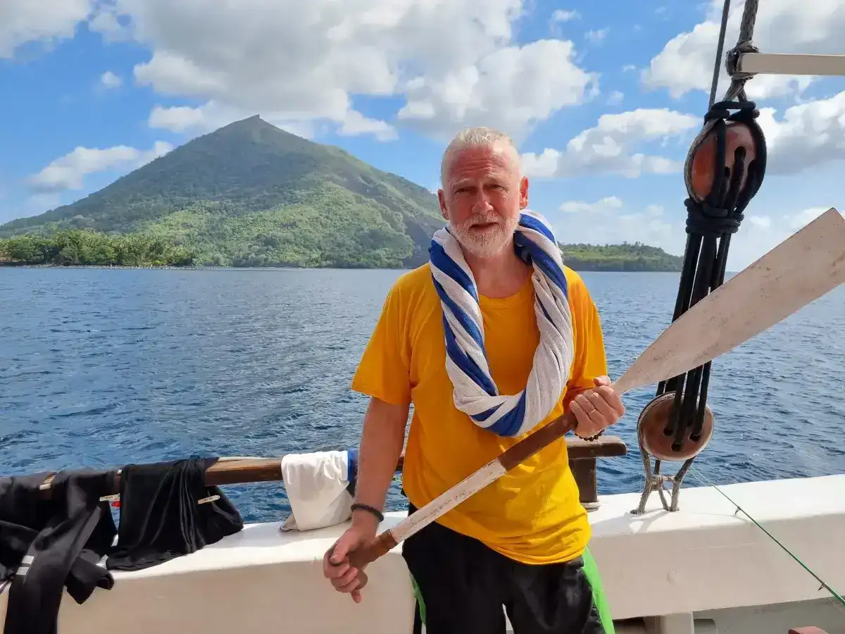 Barry Clarke with his Kora-Kora paddle