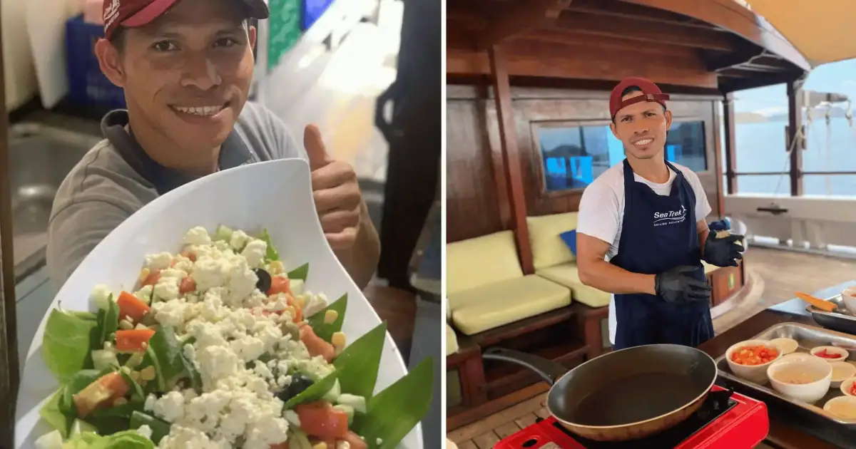 Chef Ari cooking on SeaTrek Katharina