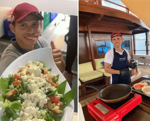 Chef Ari cooking on SeaTrek Katharina