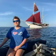 Maura with SeaTrek's Katharina ship sails up