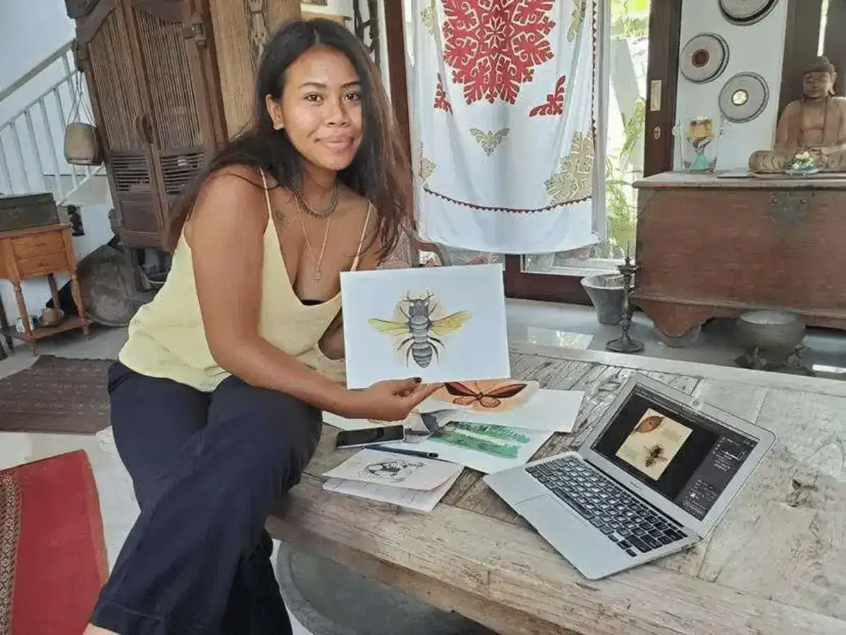 Coco Melati the illustrator of Alfred Russel Wallace book