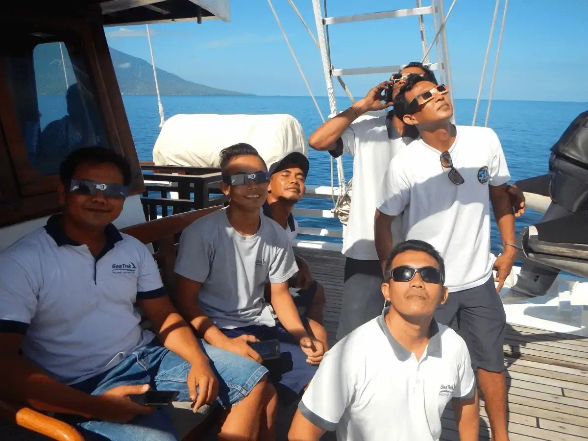 SeaTrek crew watching the eclipse