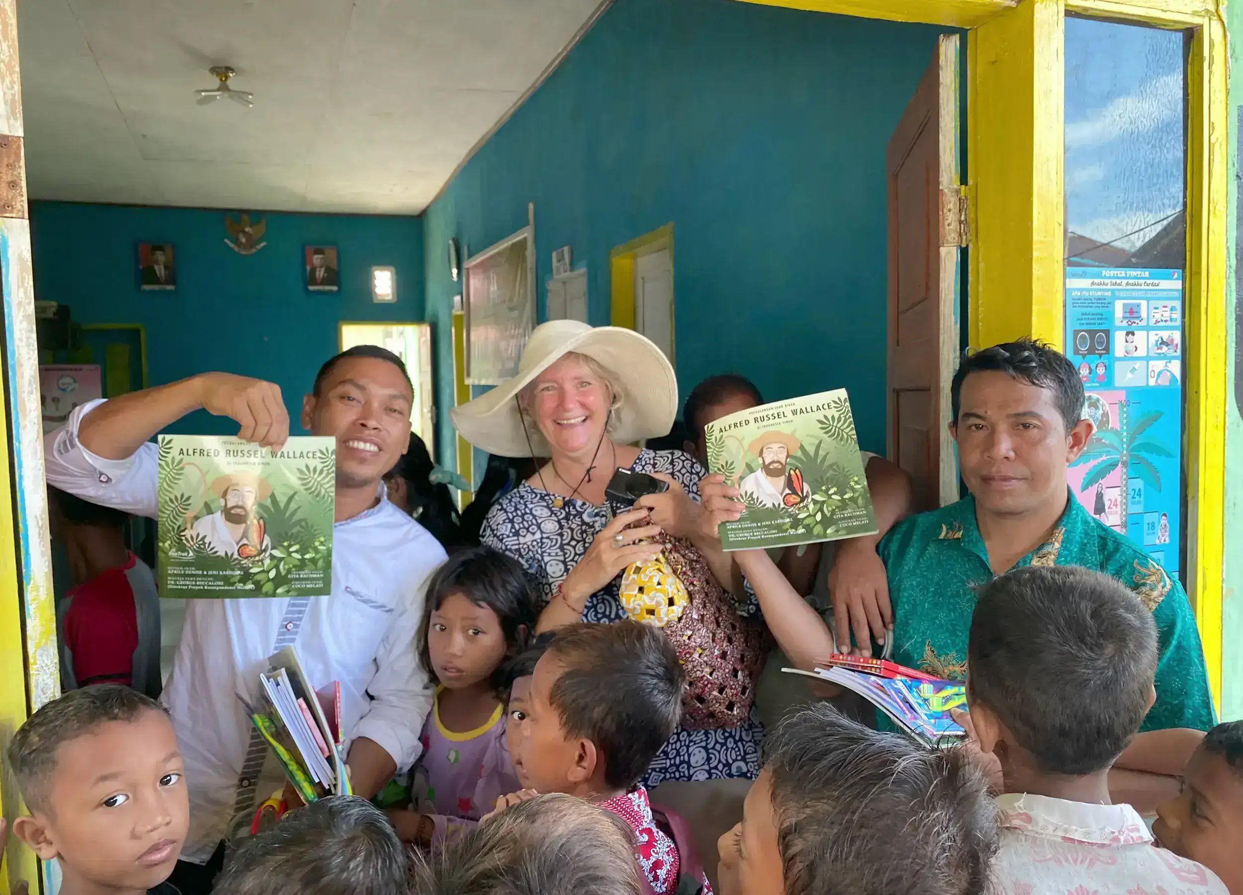 SeaTrek distributing Wallace Book to school.