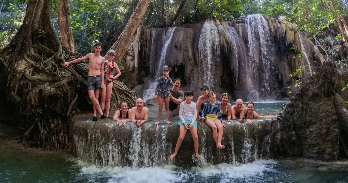 family adventures at the matajitu waterfall sumbawa indonesia