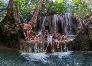 family adventures at the matajitu waterfall sumbawa indonesia