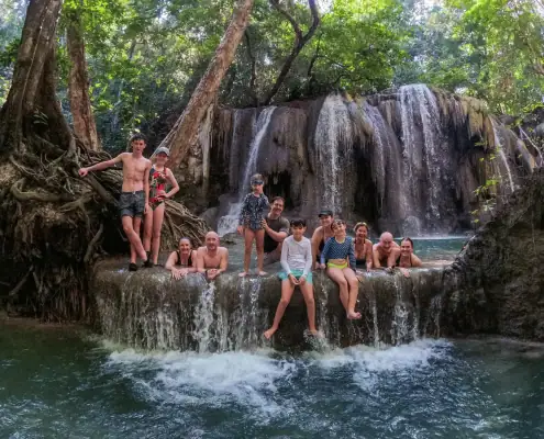 family adventures at the matajitu waterfall sumbawa indonesia