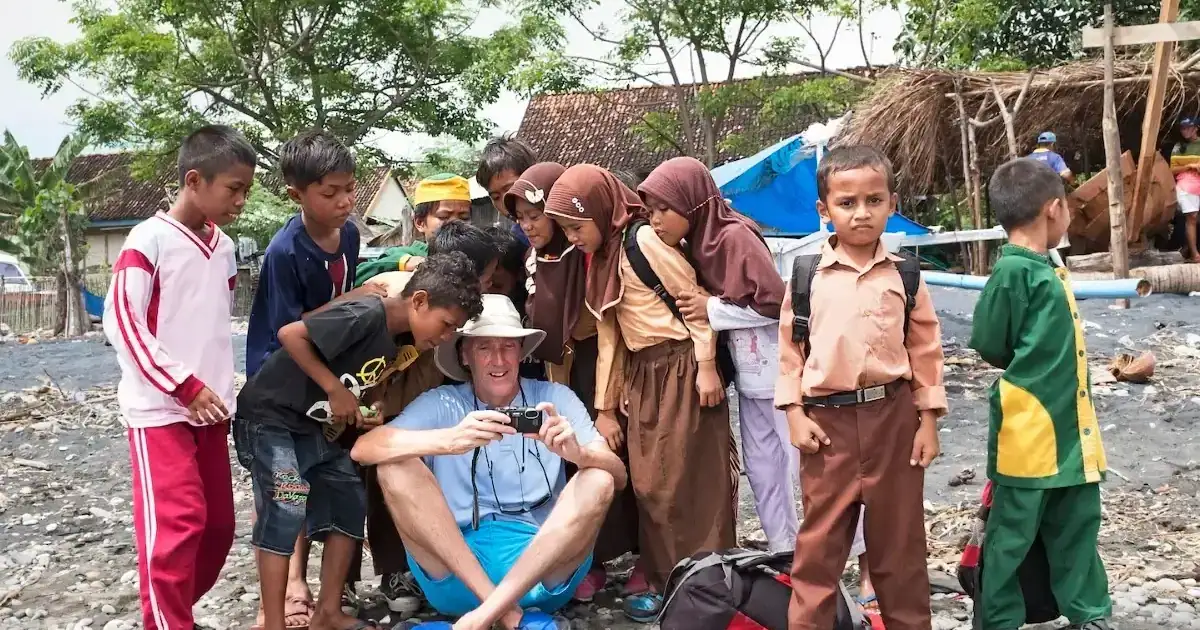 SeaTrek guest with local kids