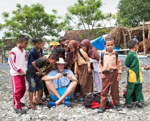 SeaTrek guest with local kids
