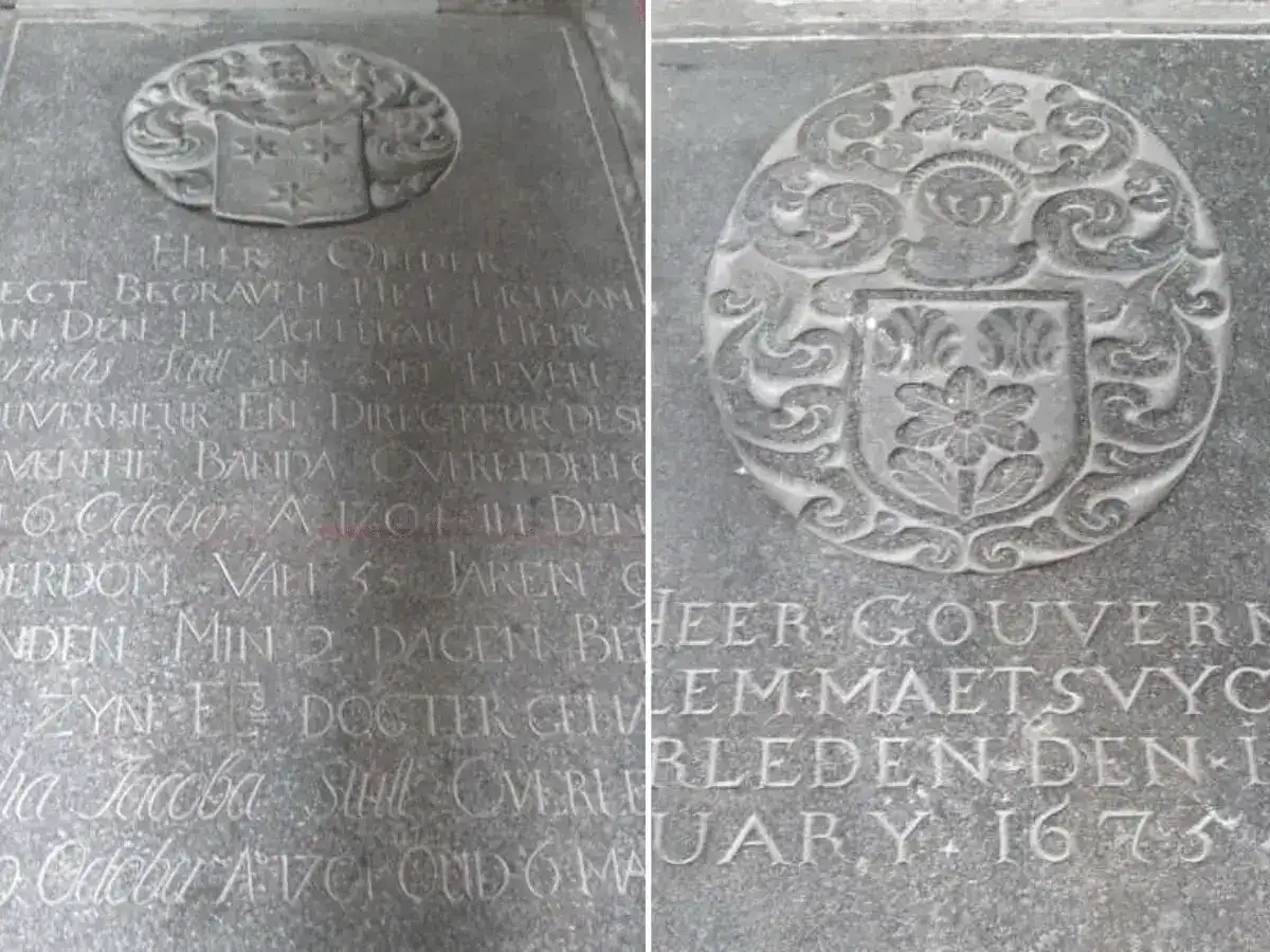 tombstones inside the banda neira dutch church