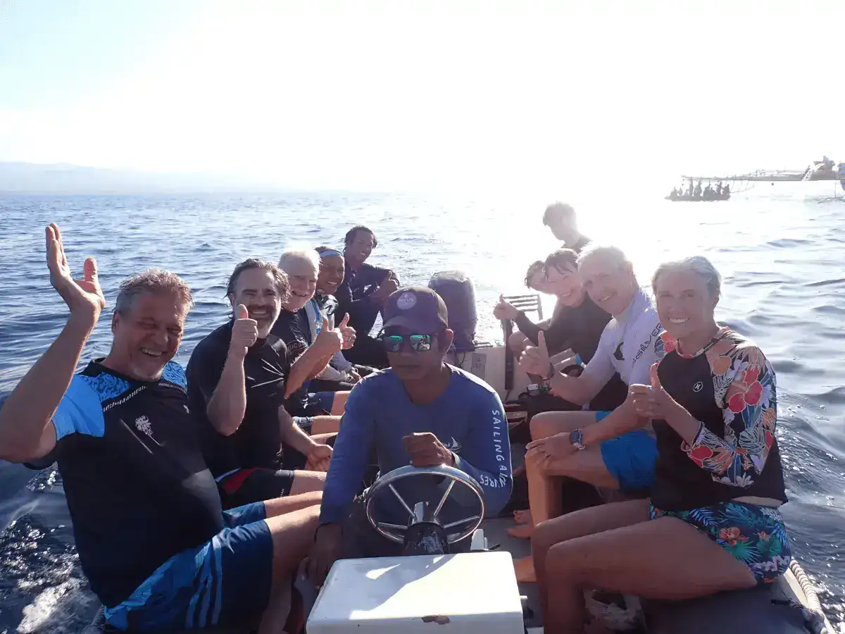 On our way back to the boat after swimming with whale sharks
