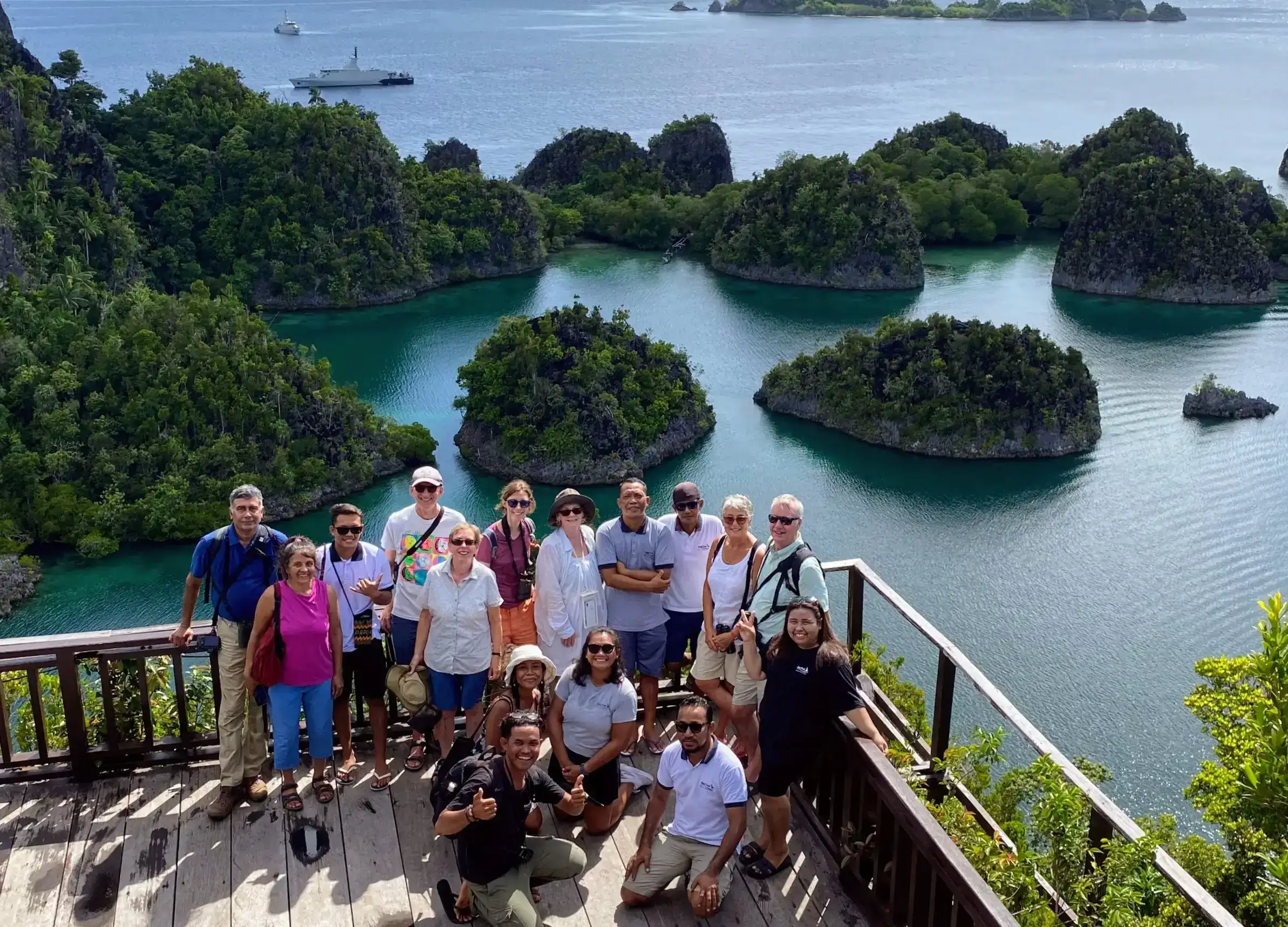 SeaTrek's guests taking group photo in Piaynemo Raja Ampat