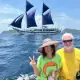 Barry Clarke and YT taking photo with Ombak Putih sails up