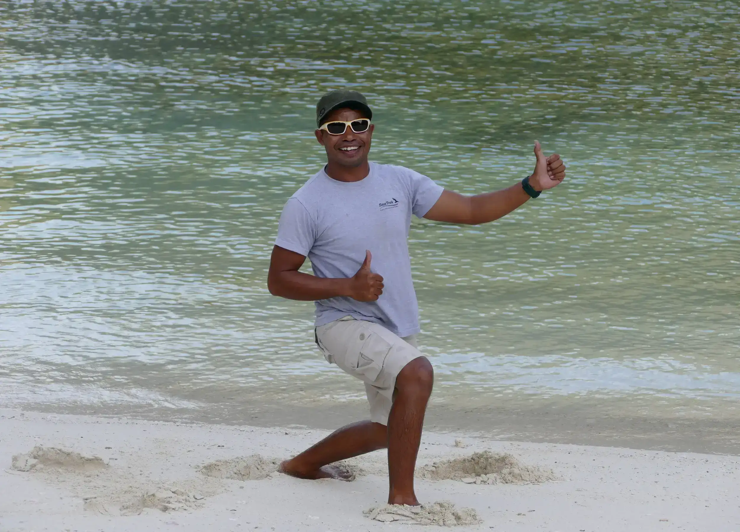 Toni enjoy the beach time in Raja Ampat.