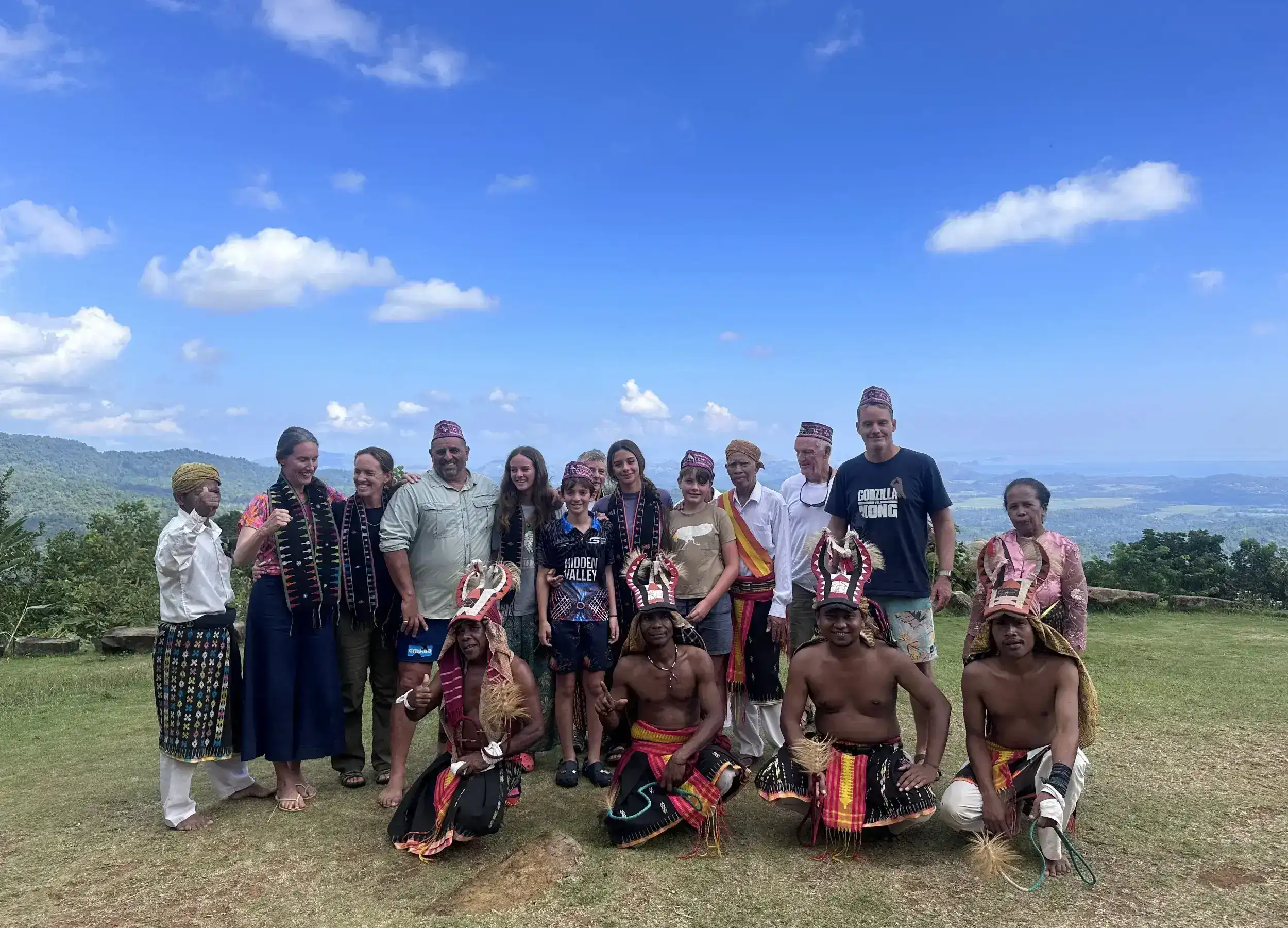 The Hill family visiting the Manggarai tribe