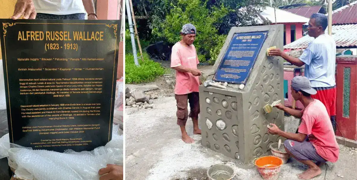 The Wallace plaque in Dodinga before installation.
