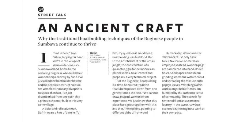 SeaTrek in the press - An Ancient Craft in Silkwind Magazine