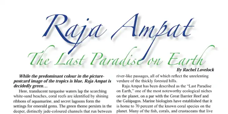 SeaTrek in the press - Raja Ampat in Cruising Outpost