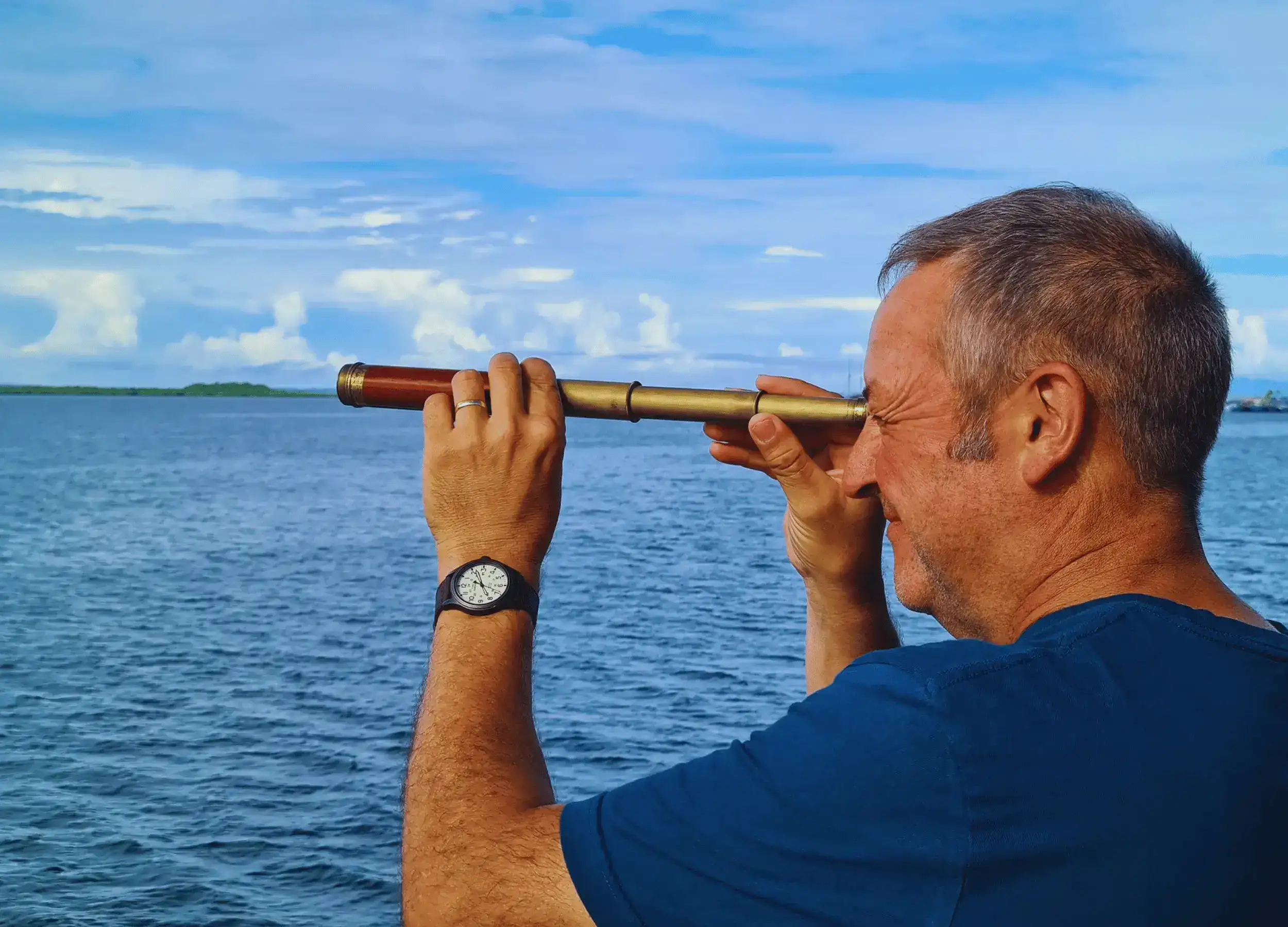 Bill Wallace using Alfred Russel Wallace telescope.