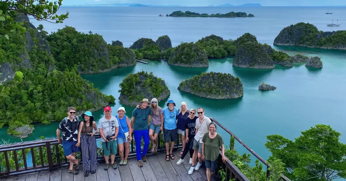 Michael and Jacki with fellow SeaTrek traveler in Piaynemo Raja Ampat