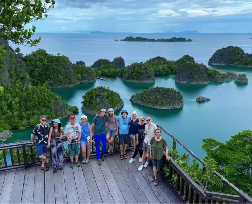 Michael and Jacki with fellow SeaTrek traveler in Piaynemo Raja Ampat