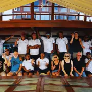 Group photo with my fellow SeaTrek travelers and Katharina's crew.