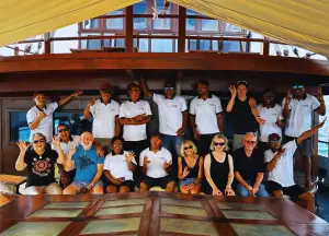 Group photo with my fellow SeaTrek travelers and Katharina's crew.