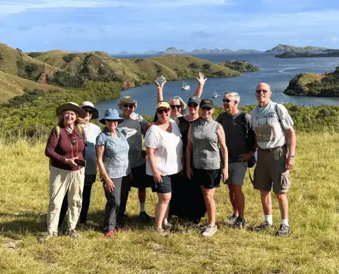 SeaTrek guests at the hiking viewpoint in Rinca, Komodo.