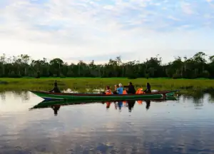 Exploring Blackwater Lake Bagantung with local guide.