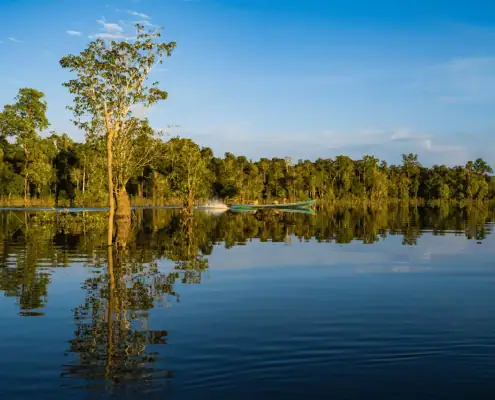 Sunrise river cruise in Borneo