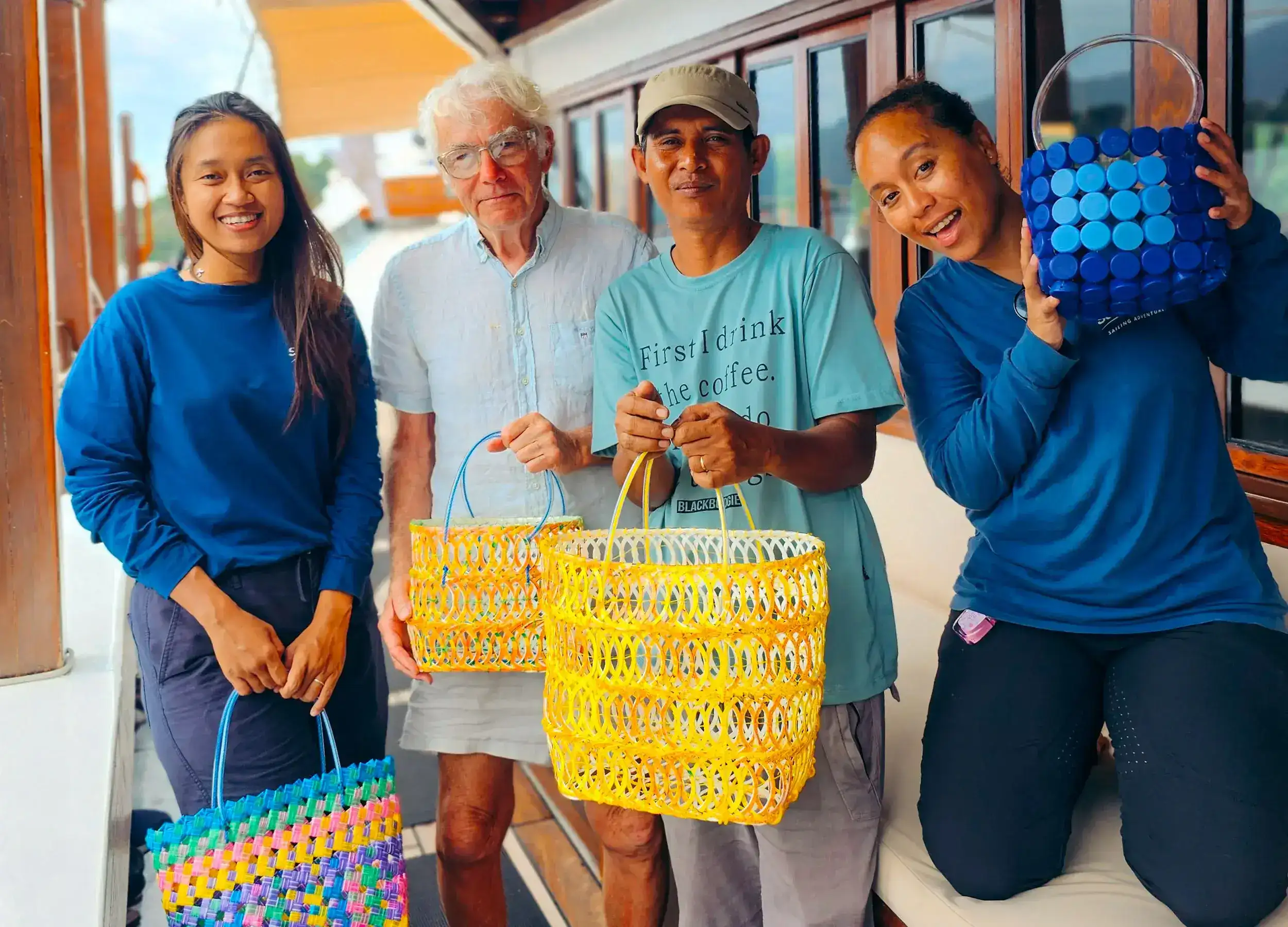 SeaTrek guest buying Maga plastic recycled crafts