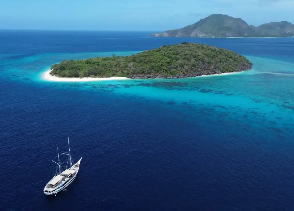 Drone shot view of Ombak Putih in Romang Island