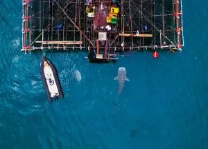 Whale sharks near the bagan in West Papua