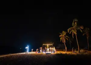 BBQ Beach under a night full of stars.