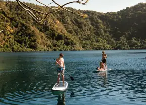 Family paddleboarding at Satonda Lake