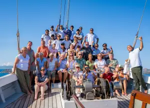 Group photo with SeaTrek travelers on the Ombak Putih.