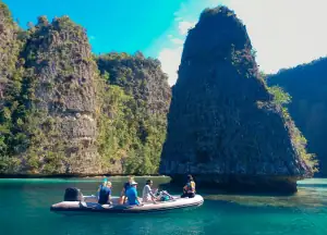 Exploring karst chain in Raja Ampat with dinghy