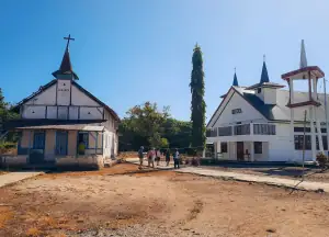 Old and new Church in Wetar Island
