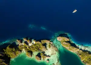 Ombak Putih with raja ampat scenery drone shot