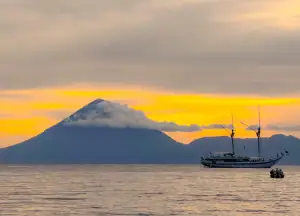 Ombak Putih with sunset of Ternate