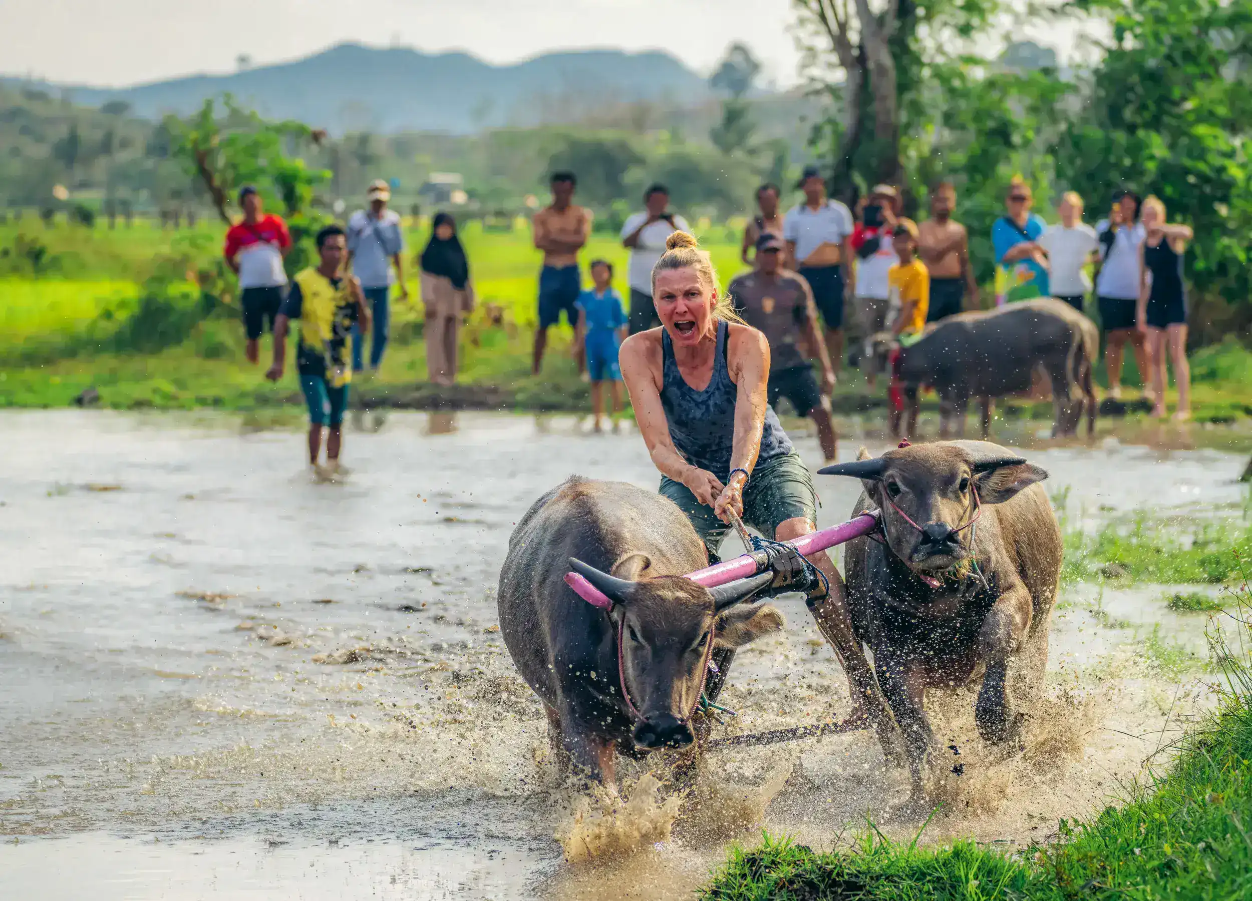 Guest enjoying the buffalo race